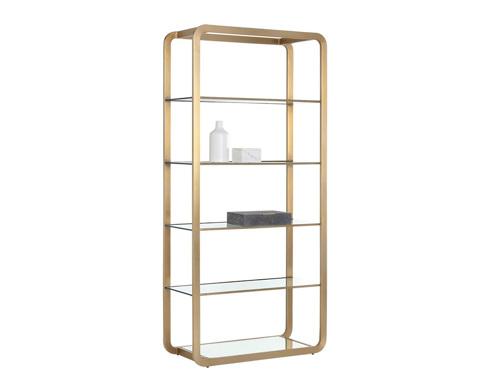 Ambretta Large Freestanding Bookcase - 5-Tier Open Shelving Unit in Walnut Finish for Living Room or Office